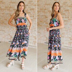 Black Floral Dress - Size Small